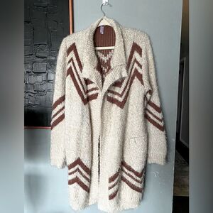 Alya eyelash long sleeve open front cardigan sweater size M